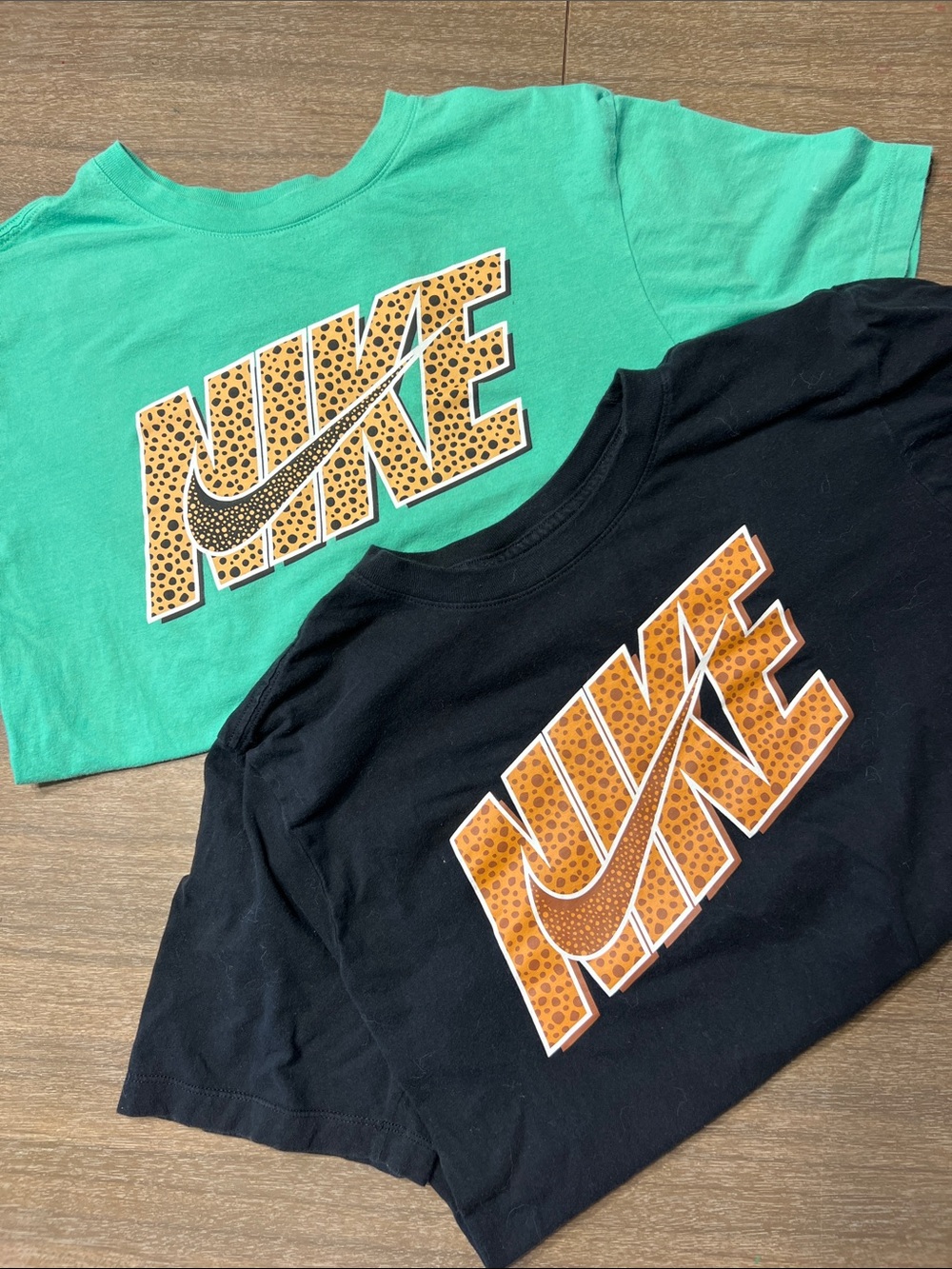 Nike Short Sleeve Logo Tees - Black & Teal Green- one medium one large